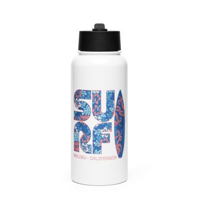 Surf Malibu California Stainless Steel Water Bottle with a Straw Lid