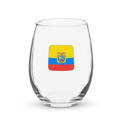 Ecuador Flag Stemless Wine Glass