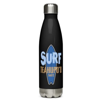 Surf Teahupo&#39;o, Surfing Teahupo&#39;o in Tahiti, Surfboard Stainless Steel Water Bottle