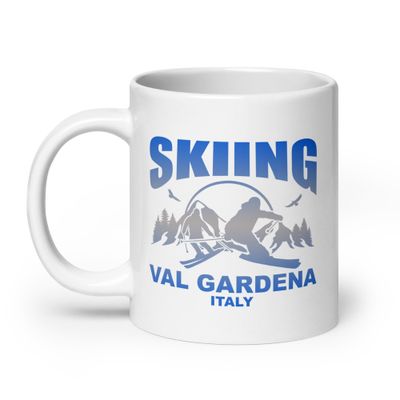 Skiing Val Gardena Italy White Coffee Mug