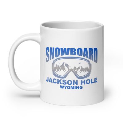 Snowboard Mask Jackson Hole Wyoming White Coffee Mug