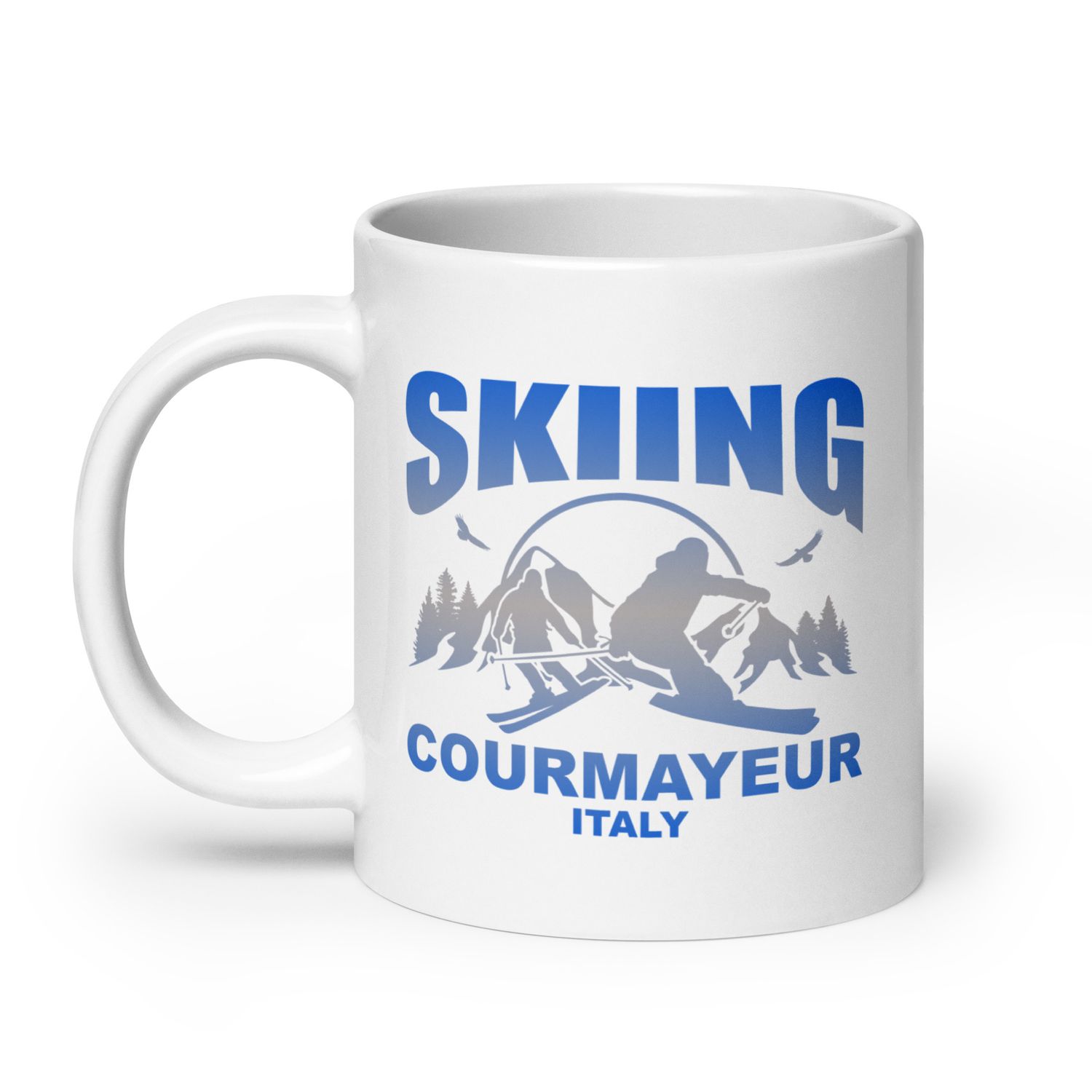 Skiing Skier Courmayeur Italy White Coffee Mug