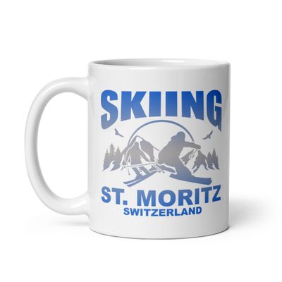 Skiing St. Moritz Switzerland White Coffee Mug