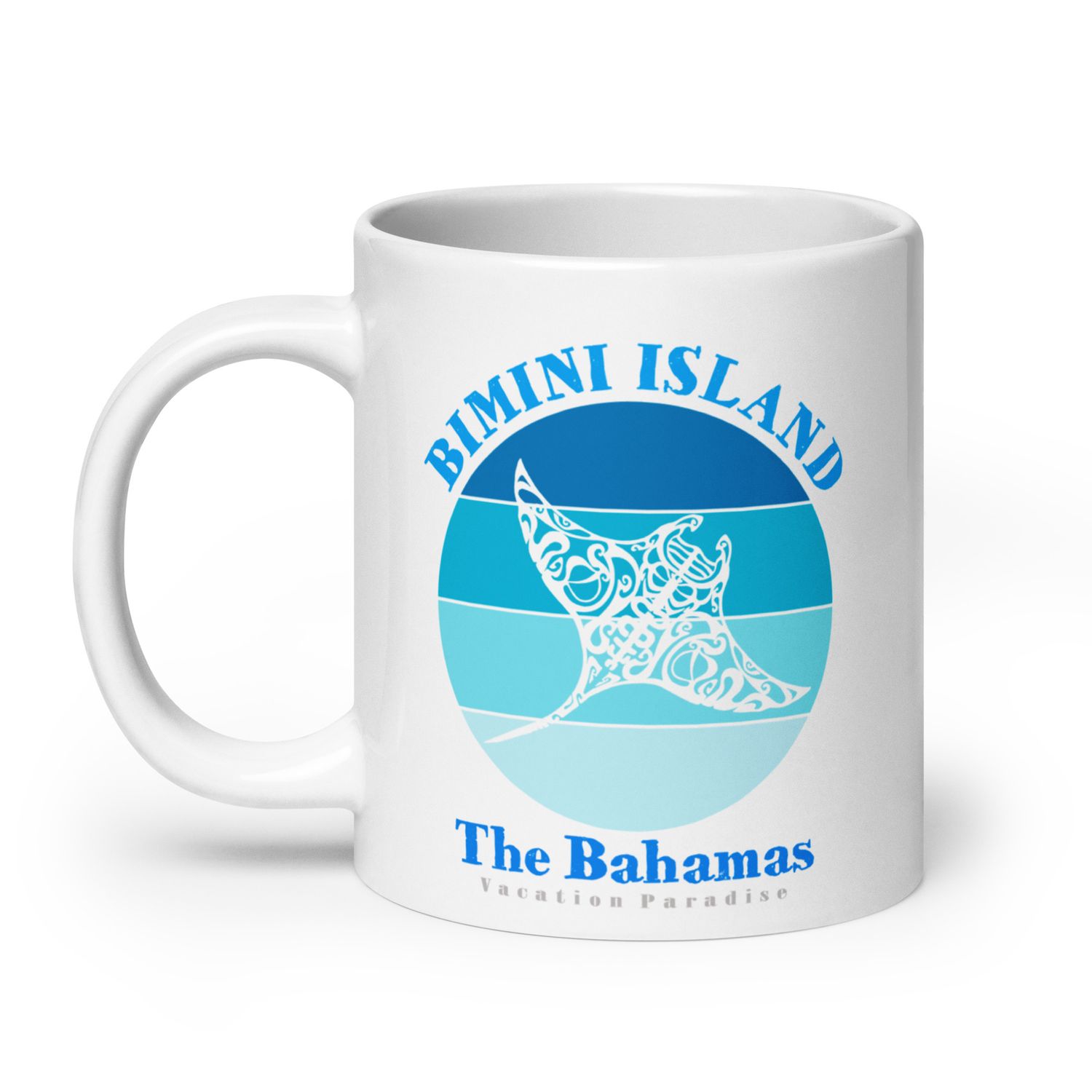 Manta Ray Bimini Blue Design White Coffee Mug