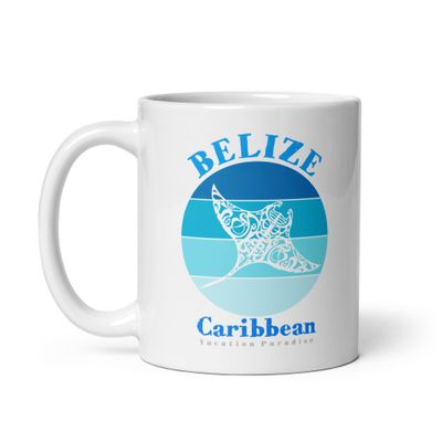 Manta Ray Belize Blue Design White Coffee Mug