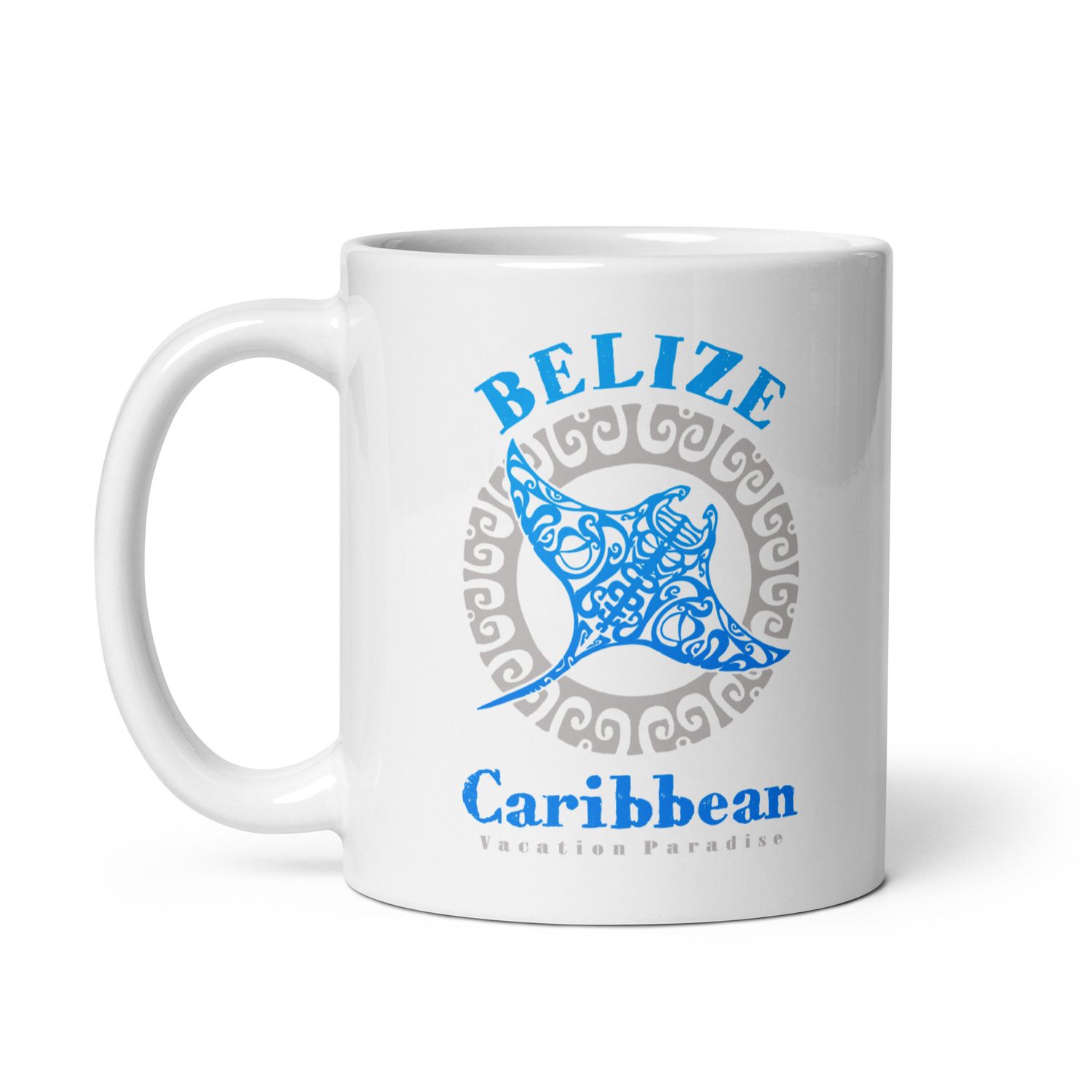 Belize Manta Ray Tribal Tattoo White Coffee Mug