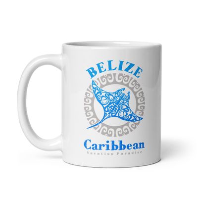 Belize Manta Ray Tribal Tattoo White Coffee Mug