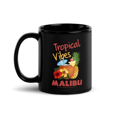 Malibu Tropical Vibes Black Coffee Mug