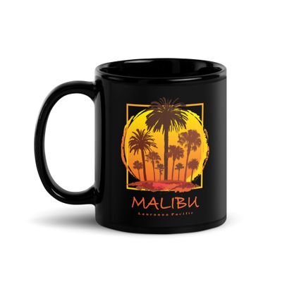 Malibu Sunset Palms Black Coffee Mug