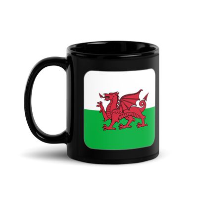 Wales Flag Black Coffee Mug