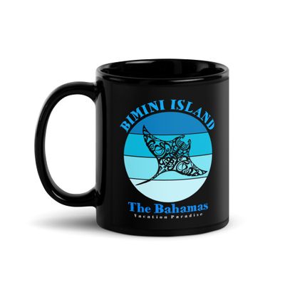 Manta Ray Bimini Blue Design Black Coffee Mug