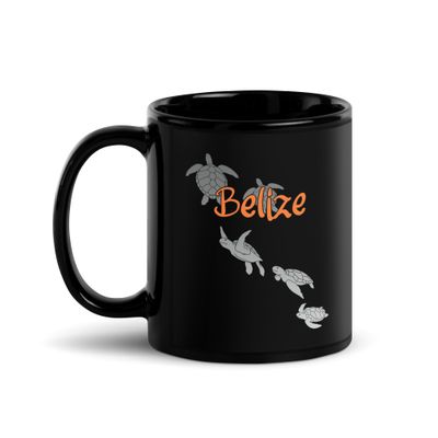 Belize Sea Turtle Scuba Diving Black Coffee Mug