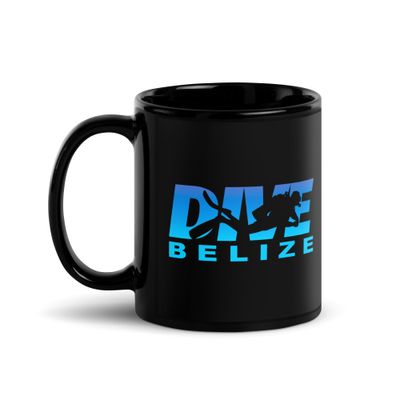 Dive Belize with Scuba Diver Black Coffee Mug