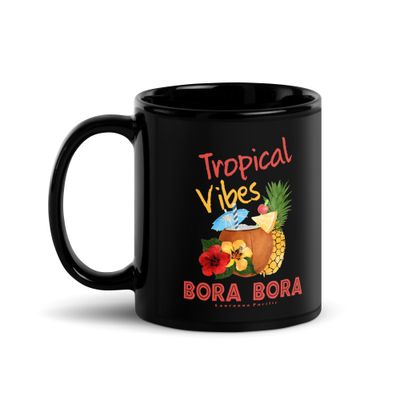 Bora Bora Tropical Vibes Black Coffee Mug