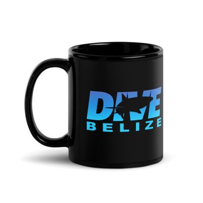 Dive Belize with Shark Black Coffee Mug