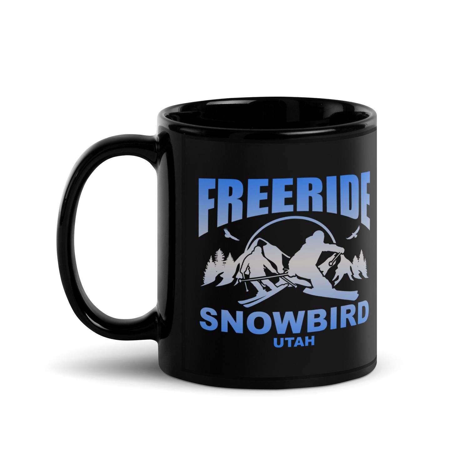 Freeride Skiing Snowbird Utah Black Coffee Mug