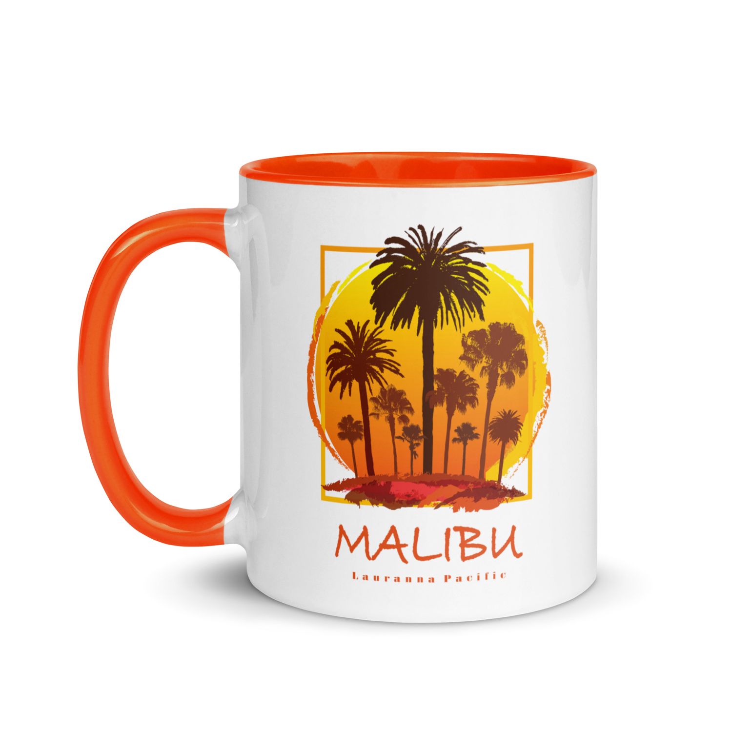 Malibu Sunset Palms Coffee Mug with Color Interior