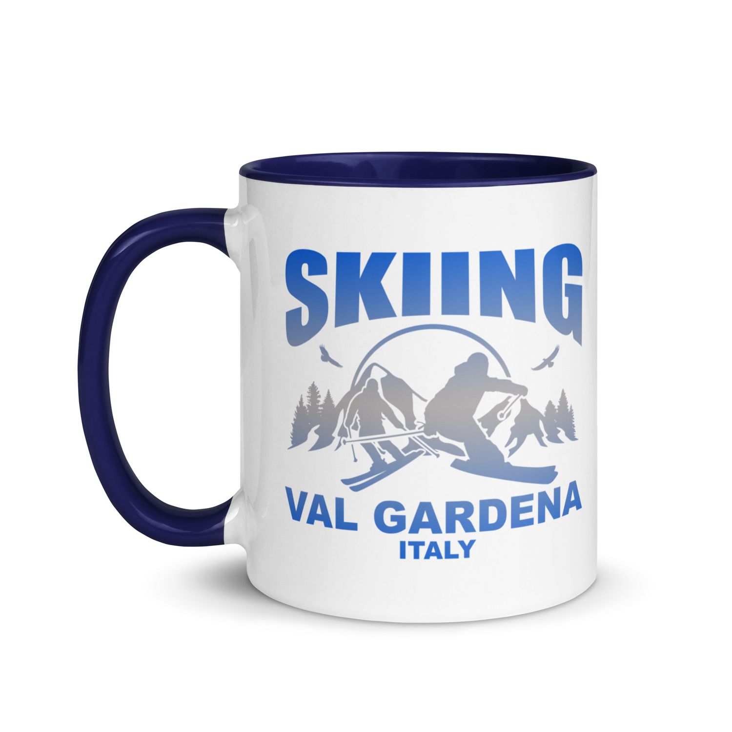 Skiing Val Gardena Italy Coffee Mug with Color Interior