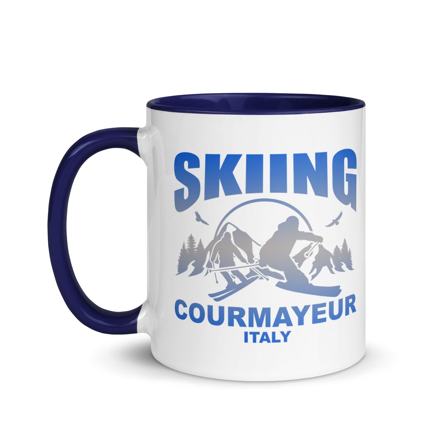 Skiing Skier Courmayeur Italy Coffee Mug with Color Interior