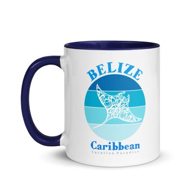 Manta Ray Belize Blue Design Coffee Mug with Color Interior