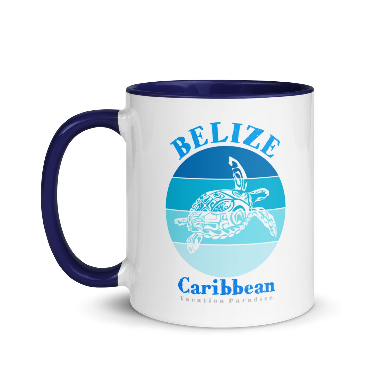 Sea Turtle Belize Blue Design Mug with Color Interior