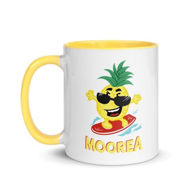 Moorea Pineapple Surfer Coffee Mug with Color Interior