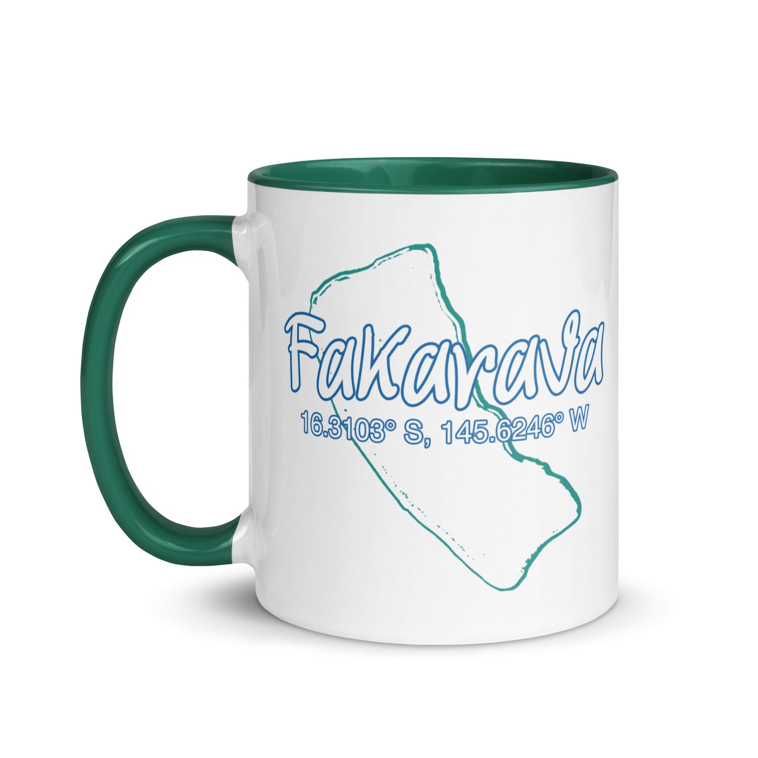 Fakarava Atoll Coordinates Coffee Mug with Color Interior