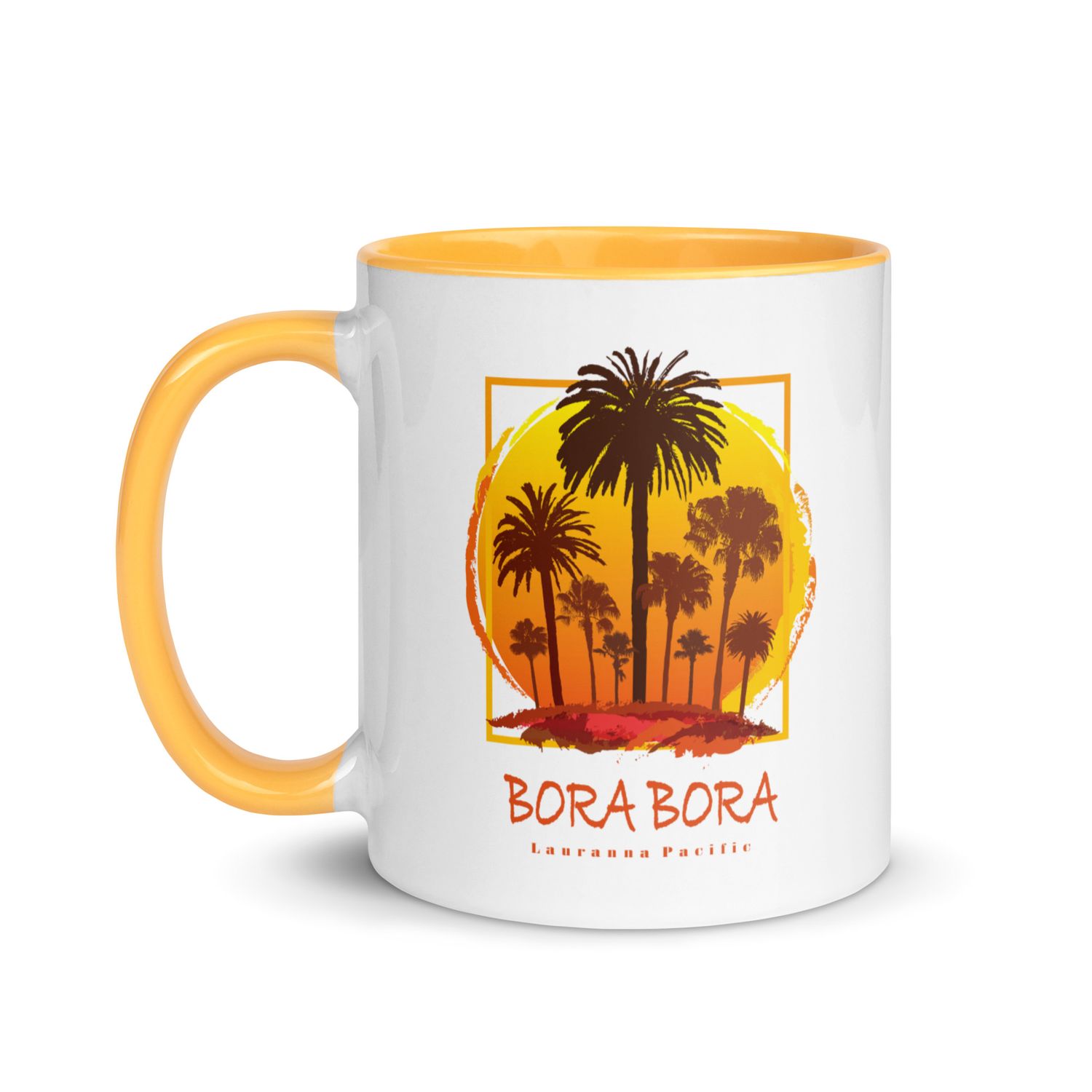 Bora Bora Sunset Palms Coffee Mug with Color Interior