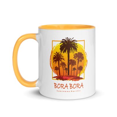 Bora Bora Sunset Palms Coffee Mug with Color Interior