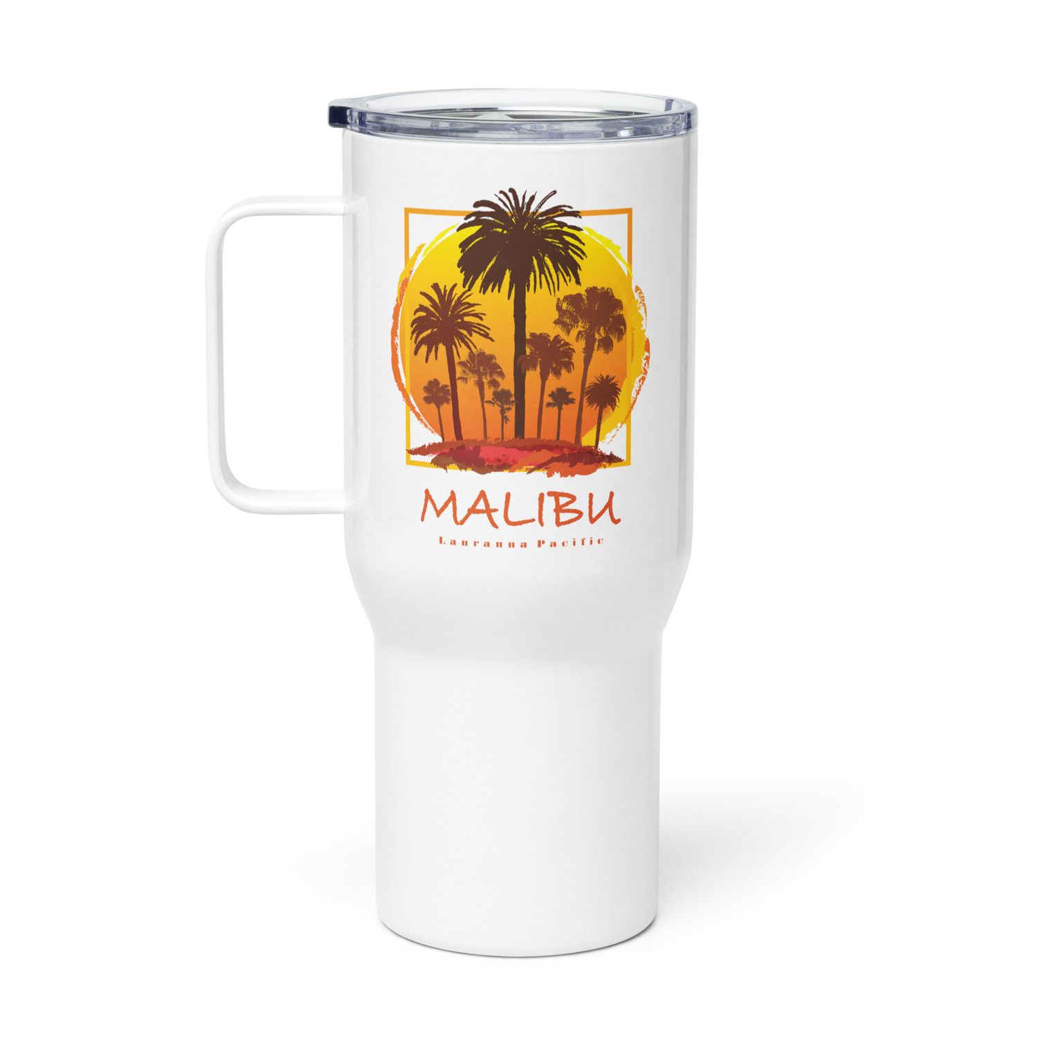 Malibu Sunset Palms Travel Mug with a Handle