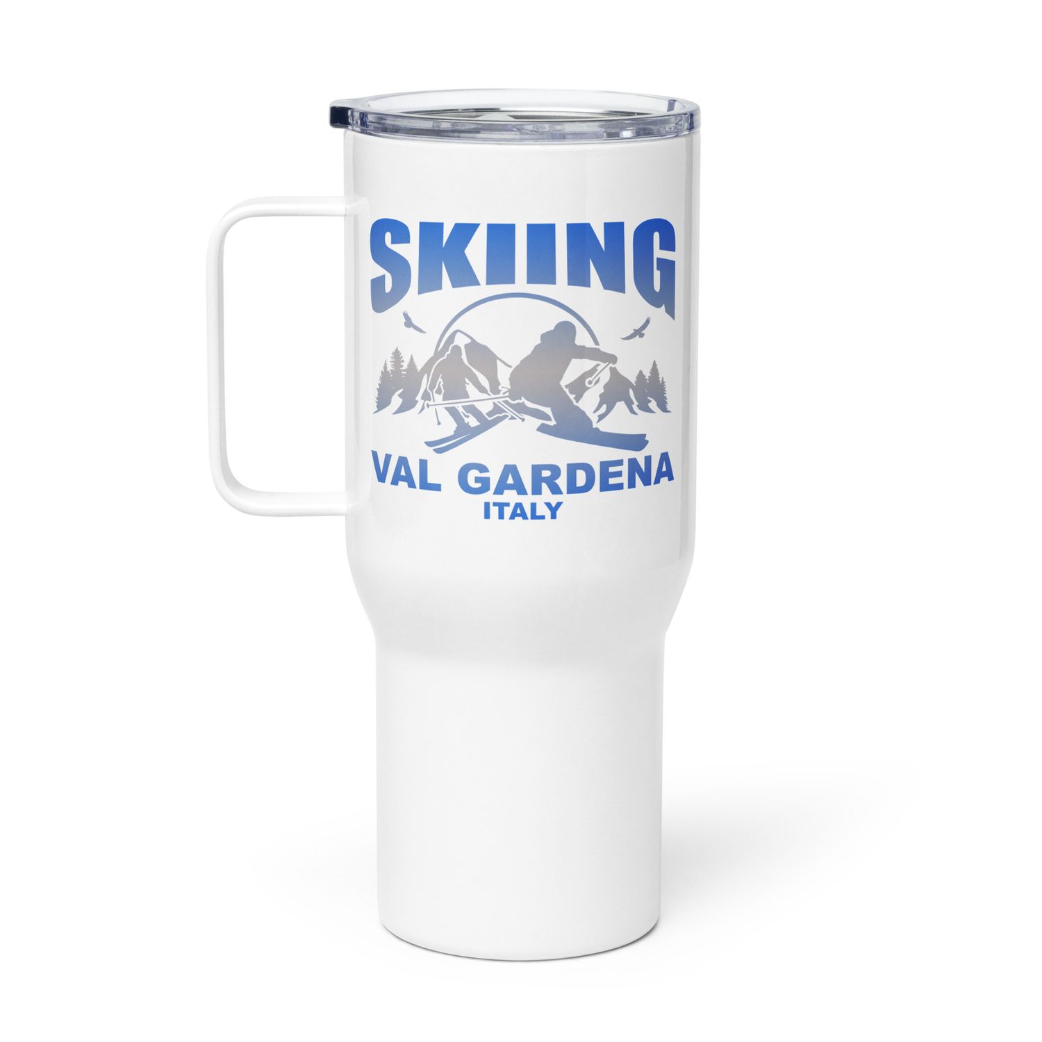 Skiing Val Gardena Italy Travel Mug with a Handle