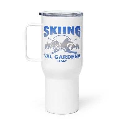 Skiing Val Gardena Italy Travel Mug with a Handle