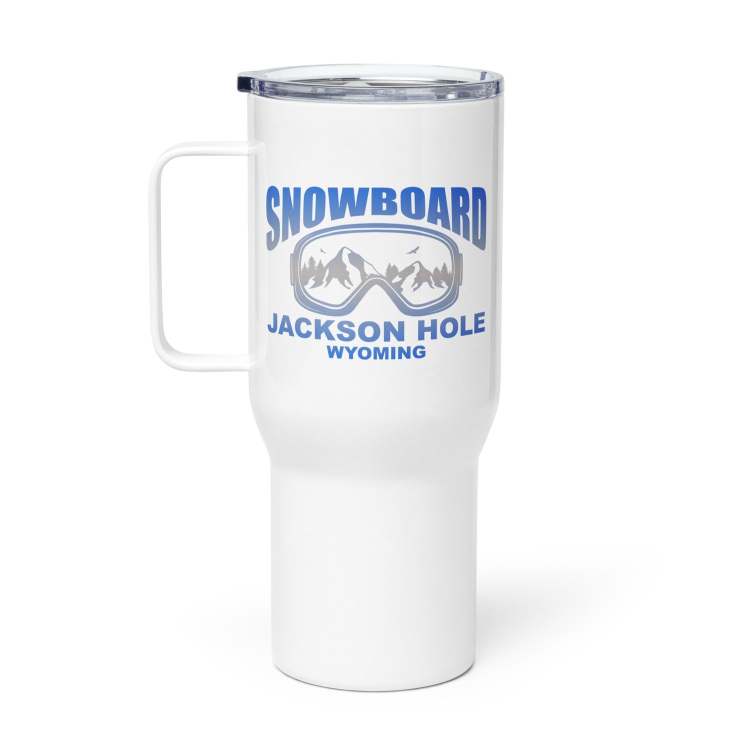 Snowboard Mask Jackson Hole Wyoming Travel Mug with a Handle