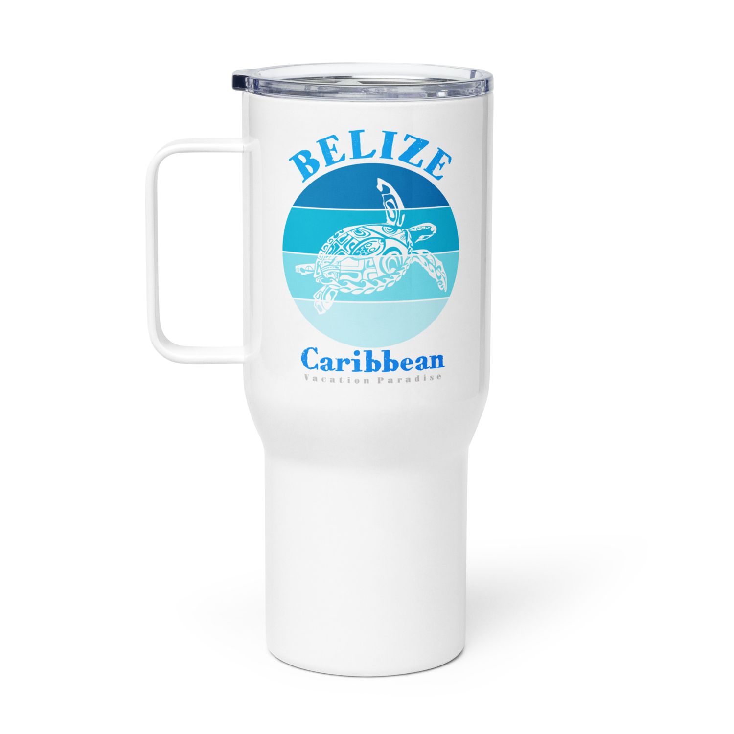 Sea Turtle Belize Blue Design Travel Mug with a Handle
