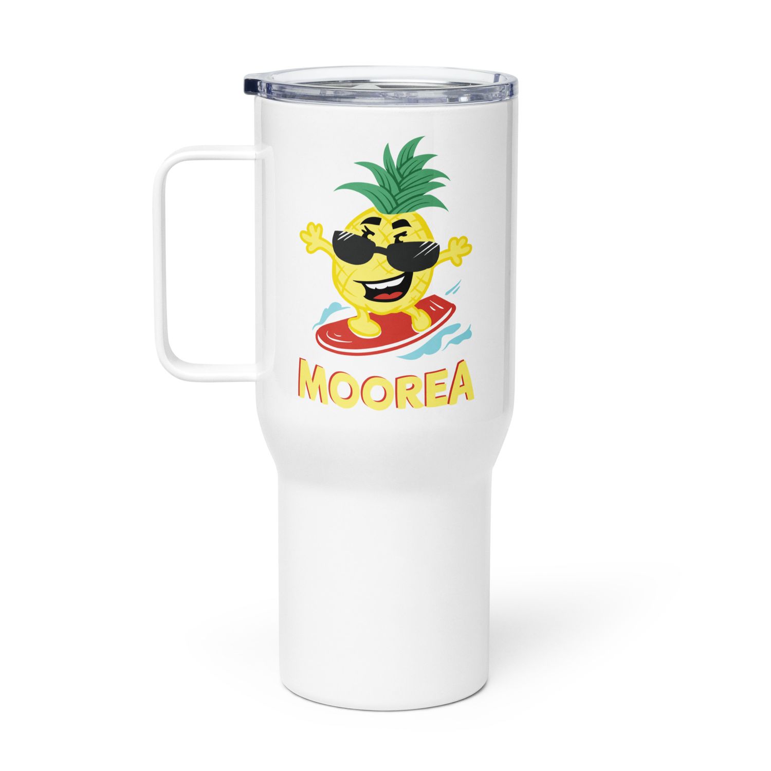 Moorea Pineapple Surfer Travel Mug with a Handle