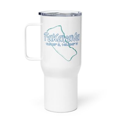 Fakarava Atoll Coordinates Travel Mug with a Handle