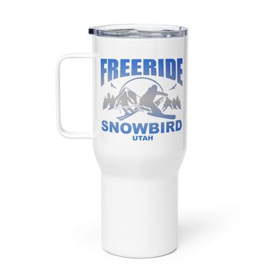 Freeride Skiing Snowbird Utah Travel Mug with a Handle