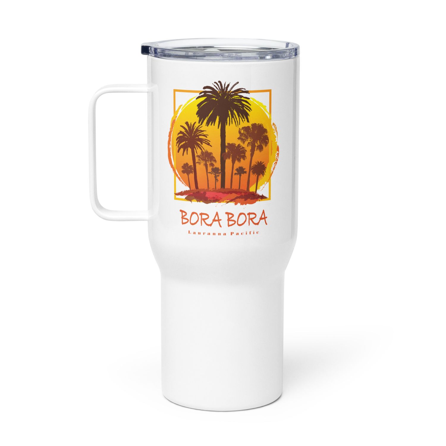 Bora Bora Sunset Palms Travel Mug with a Handle