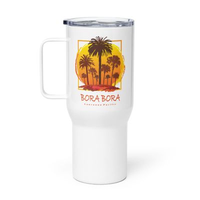 Bora Bora Sunset Palms Travel Mug with a Handle
