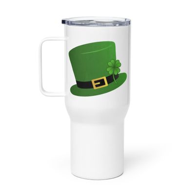 Fun St Patrick&#39;s Day Hat Travel Mug with a Handle