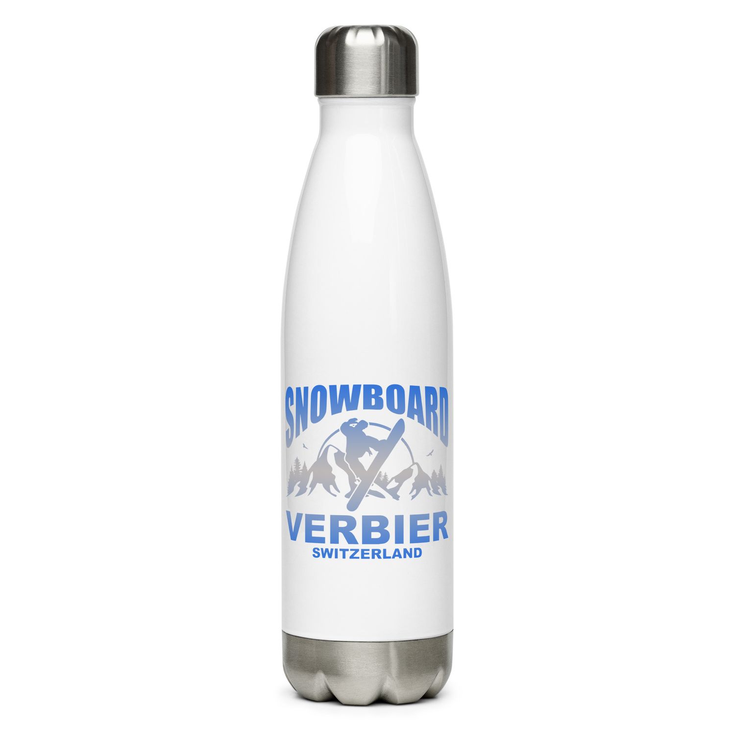 Snowboard Rider Verbier Switzerland Stainless Steel Water Bottle