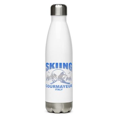 Skiing Skier Courmayeur Italy Stainless Steel Water Bottle