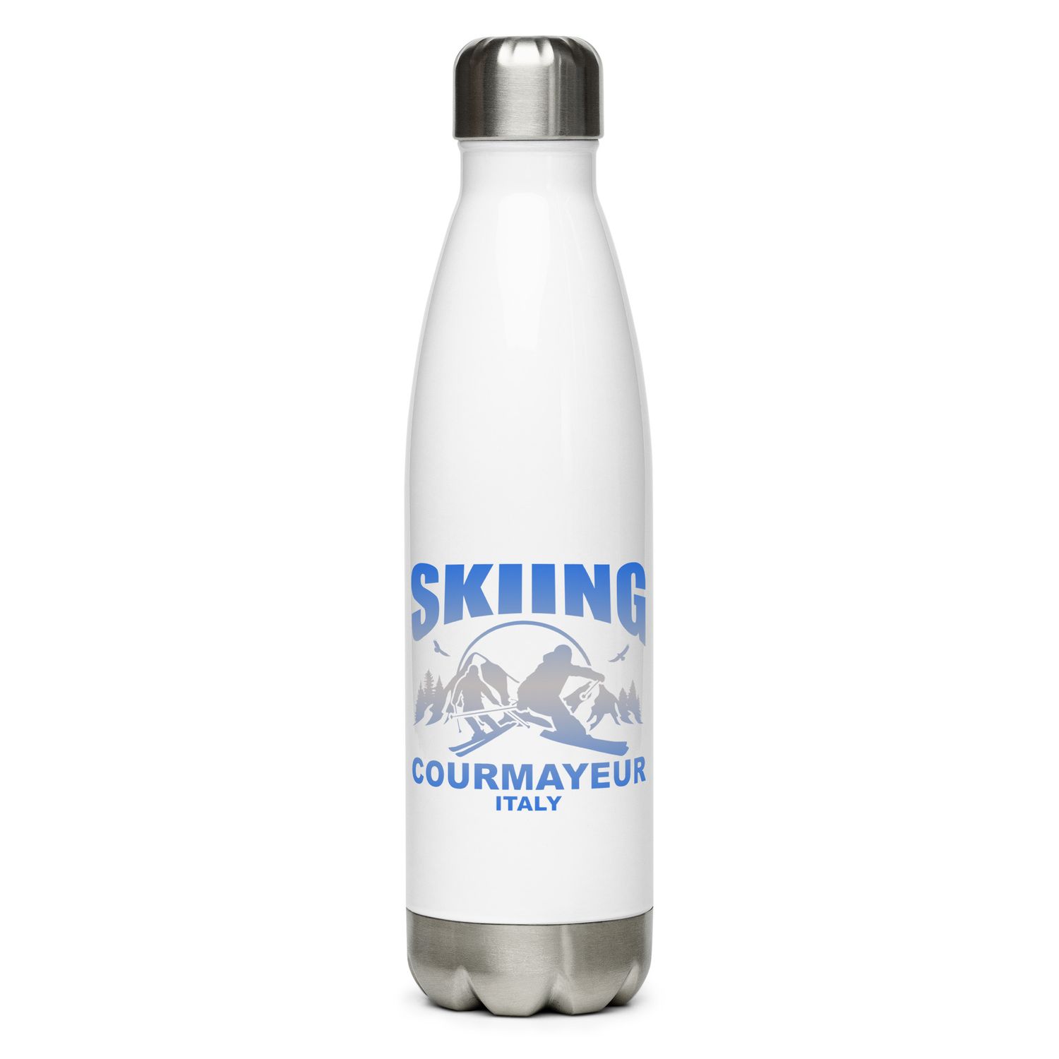 Skiing Skier Courmayeur Italy Stainless Steel Water Bottle