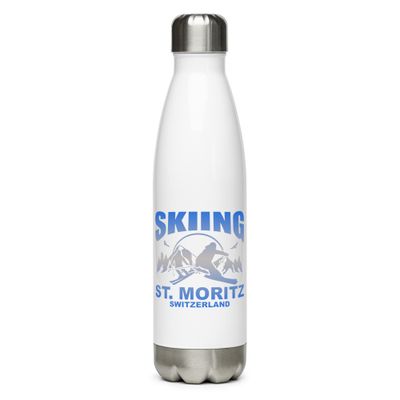 Skiing St. Moritz Switzerland Stainless Steel Water Bottle