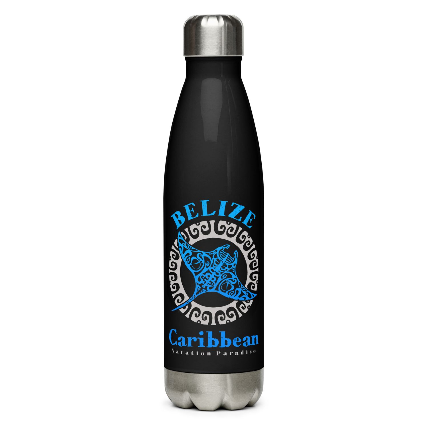 Belize Manta Ray Tribal Tattoo Stainless Steel Water Bottle