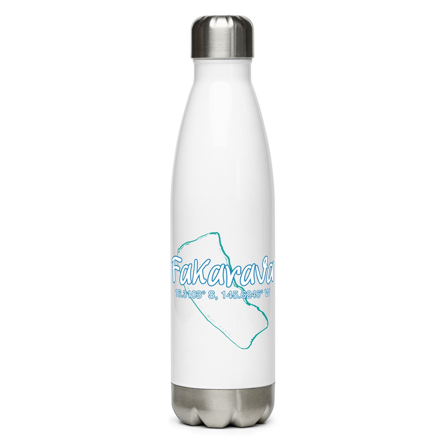Fakarava Atoll Coordinates Stainless Steel Water Bottle