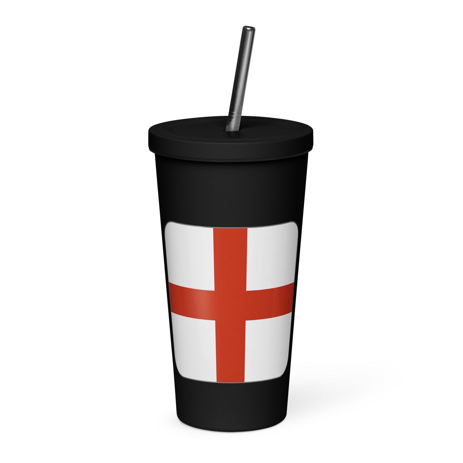 England Flag Insulated Tumbler with a Straw