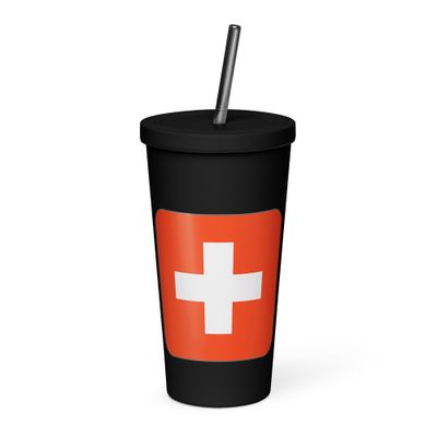 Switzerland Flag Insulated Tumbler with a Straw