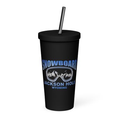 Snowboard Mask Jackson Hole Wyoming Insulated Tumbler with a Straw