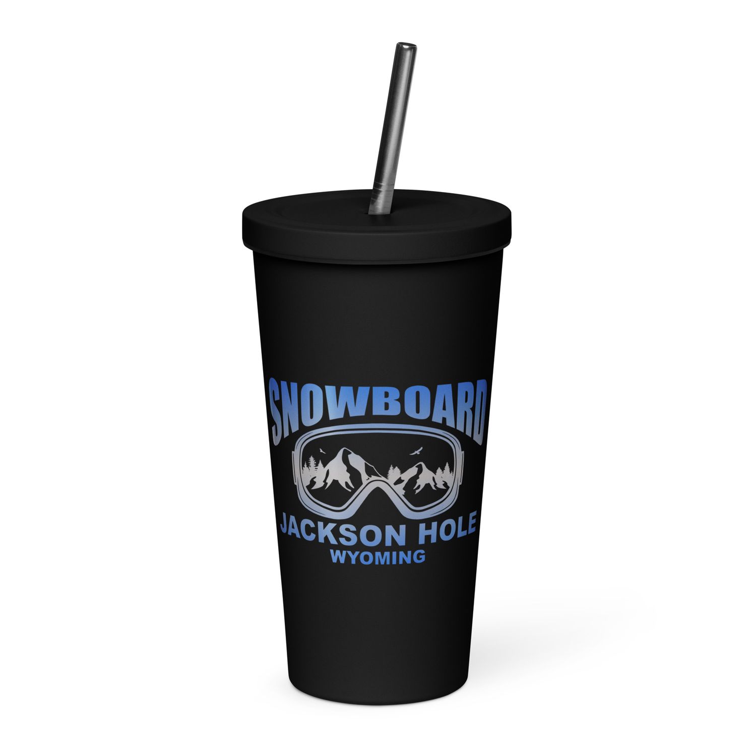 Snowboard Mask Jackson Hole Wyoming Insulated Tumbler with a Straw